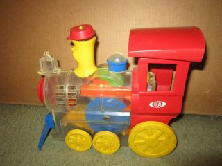 Vintage Ideal Think & Learn Toot - Loo Locomotive Wind - Up Whistle Train Toy