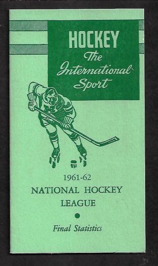 1961 - 62 National Hockey League Final Statistics,  4 Page Fold Out,  3 1/2 " X 6 1/4