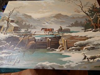 Vintage paint by number Winter Scene 1970 ' s 2