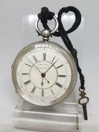 Antique Silver Fusee Chronograph J.  W.  Reeley & Son Pocket Watch W/o 1896 Ref802