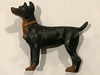 Antique Black Metal Dog Figurine Toy Possibly German Germany Vintage Doberman