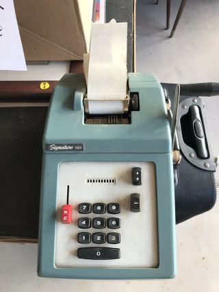 Vintage Hand Crank Calculator Adding Machine Signature 101