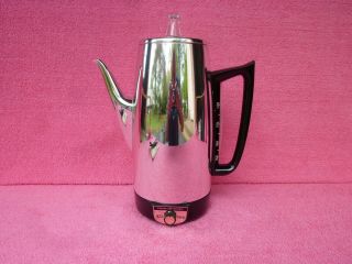 Vtg 1960s General Electric Immersible Chrome 9 - Cup Percolator Coffee Pot Maker