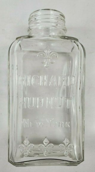 Vintage Richard Hudnut Perfumer York Clear Bottle Embossed With Logo Bubbles