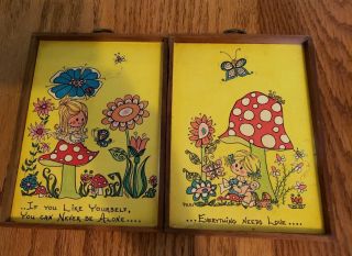 Vintage Retro Mod Groovy Mushroom Flowers Love Girl Framed Prints By Pabi.