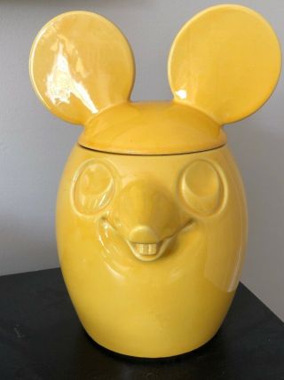 Vintage Mccoy Pottery Yellow Mouse Cookie Jar Usa 208