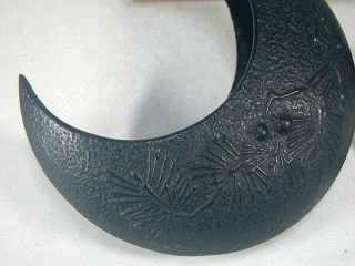 Ikebana 876 NOS Japanese Garden Black Iron Hanging Moon Flower Vase Pot Planter 3