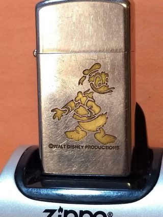 1976 Zippo Lighter - Donald Duck Of Disneyland - Walt Disney Productions