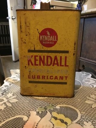 Vintage Kendall 1 Gallon Oil Can Gas Advertising Sign Specialized Lubricant