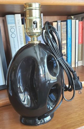 Vintage Mid Century / Art Deco Ceramic Black Boudoir Lamp 2