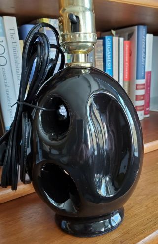 Vintage Mid Century / Art Deco Ceramic Black Boudoir Lamp 3