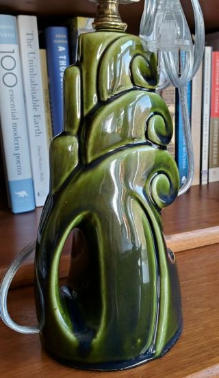 Vintage Mid Century / Art Deco Ceramic Green Boudoir Lamp 2
