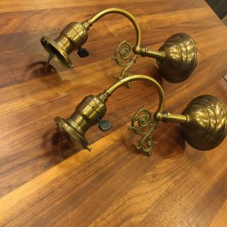 Antique Sconces Brass Arts & Crafts Pair Utica Brass Co Ny Rewired