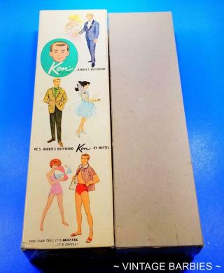 Rare Brunette Straight Leg Ken Doll 750 Tm Box Only Vintage 1960 