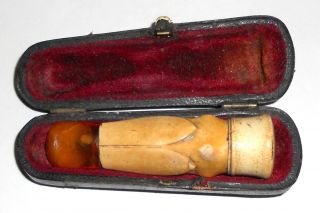 VINTAGE MEERSCHAUM CIGAR/CHEROOT HOLDER IN CASE WITH TWO OTHERS C1900/1920s (3) 2