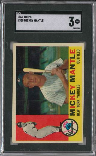 1960 Topps Mickey Mantle 350 Sgc 3 York Yankees Hof