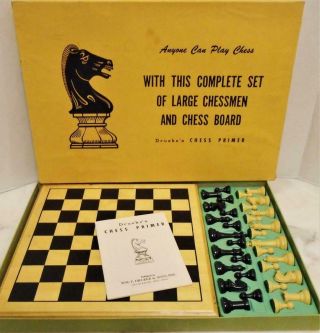Vintage Drueke Model 1003 Chess Set,  W/board And Box