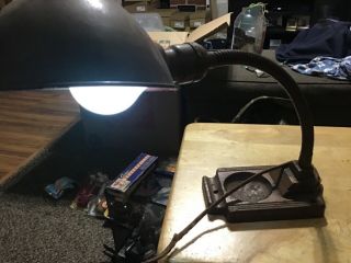 Vintage Rex Electric Gooseneck Desk Lamp Art Deco Cast Iron Base Steampunk