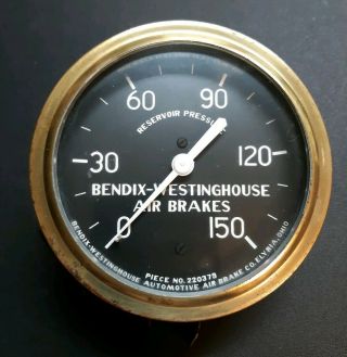 Vintage Truck Bendix Westinghouse Air Brakes Pressure Gauge 220379 Steampunk