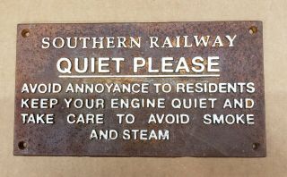 Southern Railway Quiet Please Railroad Train Sign,  Cast Iron,  Sign Plaque
