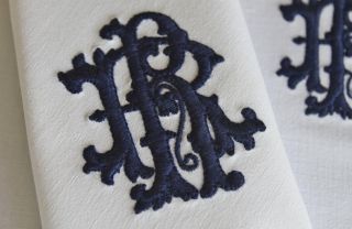 Vintage French Linen Monogrammed Napkins Serviettes Table Linen All Initials