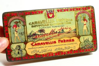 Caravellis Freres Prime Egyptian Cigarettes Tobacco Tin - Cairo 1920 