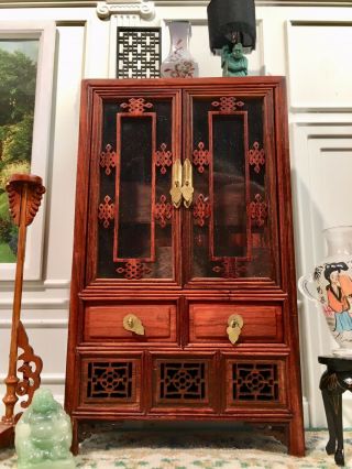 Fantastic Merchandise Dollhouse Miniature Fine Chinese Hutch Cabinet Furniture