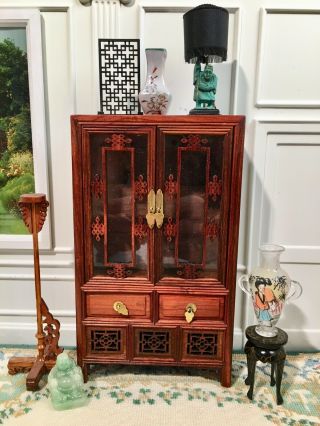 Fantastic Merchandise Dollhouse Miniature Fine Chinese Hutch Cabinet Furniture 2