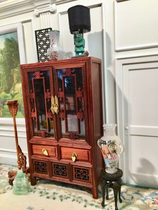 Fantastic Merchandise Dollhouse Miniature Fine Chinese Hutch Cabinet Furniture 3