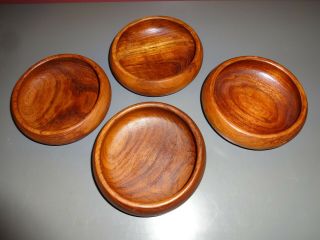 Set Of 4 Vintage Wood Teak Wooden Salad Bowls 6 "