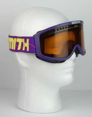 Vintage 90s Smith Neon Ski Goggles Amber Lens 80s Snow Snowboard Vtg