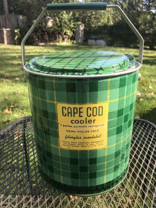 Vtg Mid Century 1 Gallon Cape Cod Insulated Picnic Cooler W/ Lid Vguc Usa