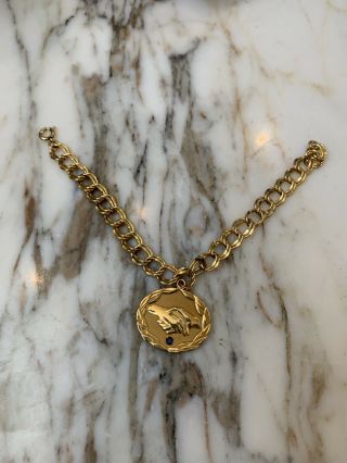 Avon Signed 1/20 10kt Gf Gold Filled Charm Bracelet W/ Charm Vintage Award
