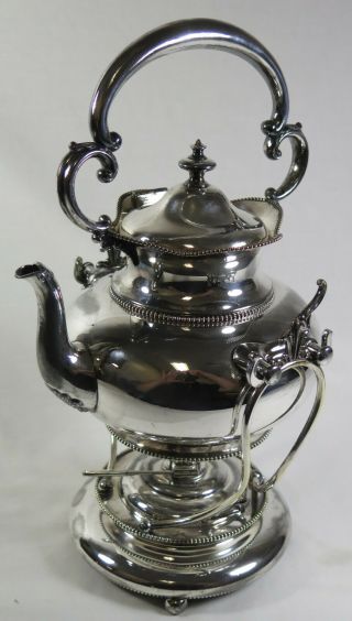 Antique Simpson Hall Miller Silver Plate Tilt Coffee/teapot W/ Stand & Burner