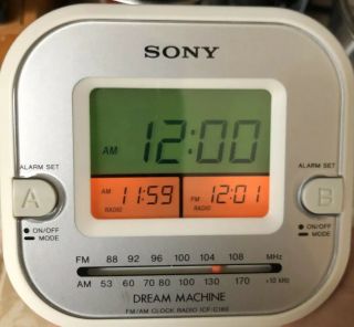 Sony Dream Machine Icf - C180 Alarm Clock Am Fm Radio White