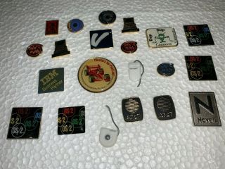 20 Vintage Computer Pins,  Os/2,  Ibm,  Compaq,  Novel And More