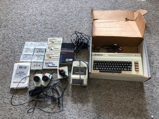 Commodore Vic - 20 Personal Computer With Box & Cords Powers & Games