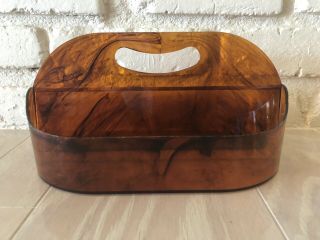 Vintage Lucite Acrylic Tortoise Shell Caddy Carrier Cosmetic Toiletry Retro Mcm