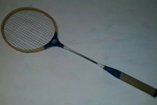 Vintage Over Seas Metal Shaft Wood Head Badminton Racquet
