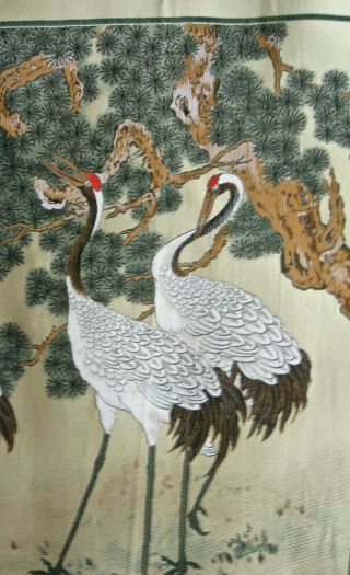 Antique/vintage Chinese Silk Weaving Tapestry Cranes 40x16.  5 " Intricate Details