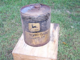 Vintage John Deere Torque Guard 5 Gallon Oil Metal Empty Can
