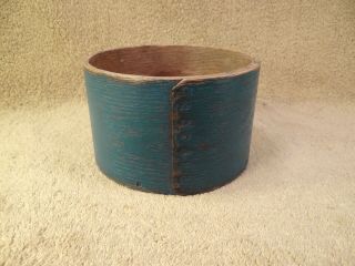 Old Small Thick Wall Antique Blue Painted Wooden Pantry Box Signed Daniel Cragin