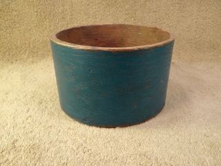 Old Small Thick Wall Antique Blue Painted Wooden Pantry Box Signed Daniel Cragin 2