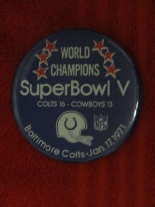 1971 Bowl V Pin Baltimore Colts Vs.  Dallas Cowboys Obrien Kick Wins It