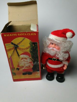 Vintage Walking Musical Santa Claus Ringing Bell Christmas 3 Songs