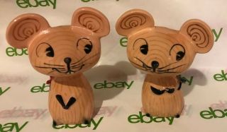 Vintage 1958 Holt Howard Merry Mice Salt & Pepper Shakers W/ Corks And Stickers