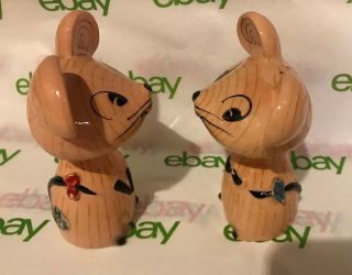 Vintage 1958 Holt Howard Merry Mice Salt & Pepper Shakers w/ corks and stickers 2