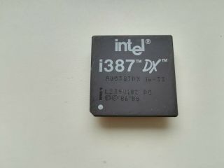Intel A80387dx 16 - 33,  387 Fpu,  Intel 80387 Fpu,  Gold,  Top