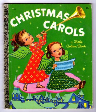 Christmas Carols Vintage Childrens Little Golden Book 26 Green Cover,  Q Ed.