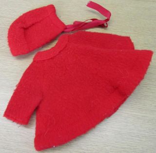 70s Vintage Sasha doll 70s Dolly Togs clothing Baby Red Coat and bonnet 2